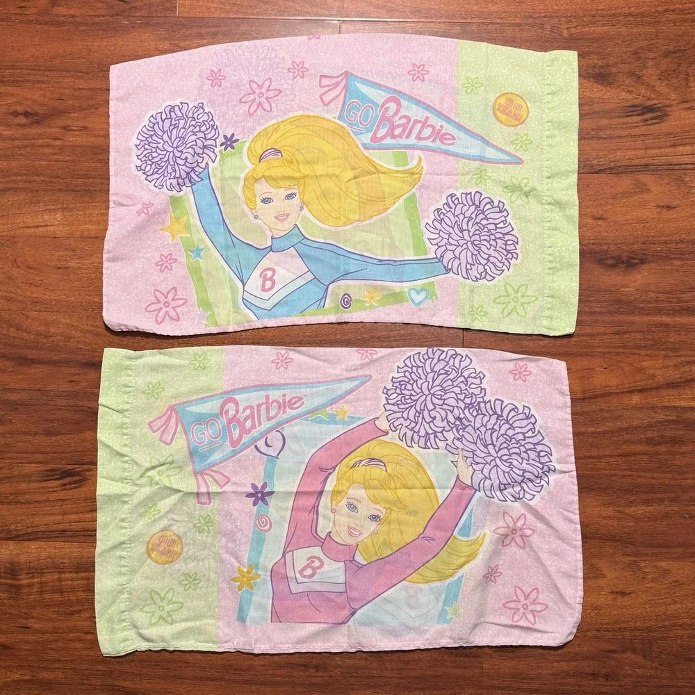 Vintage Barbie Cheerleader Double Sided Size Full Bedding Set Made in USA